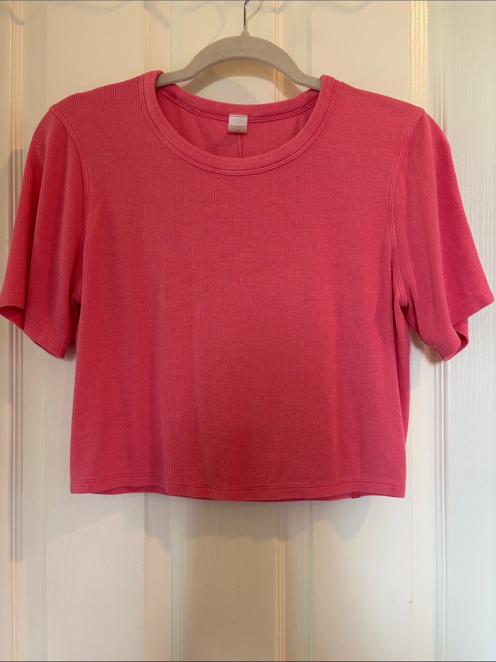 Athleta Ribbed Crop Tee in Bright Pink